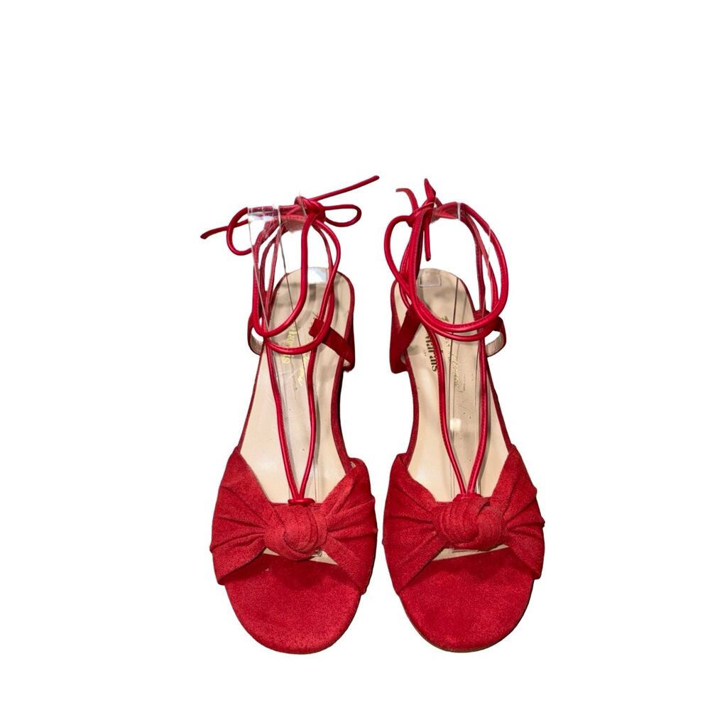 For Love & Lemons x Marais USA Red Suede Knotted Strappy Sandals   Size: 10